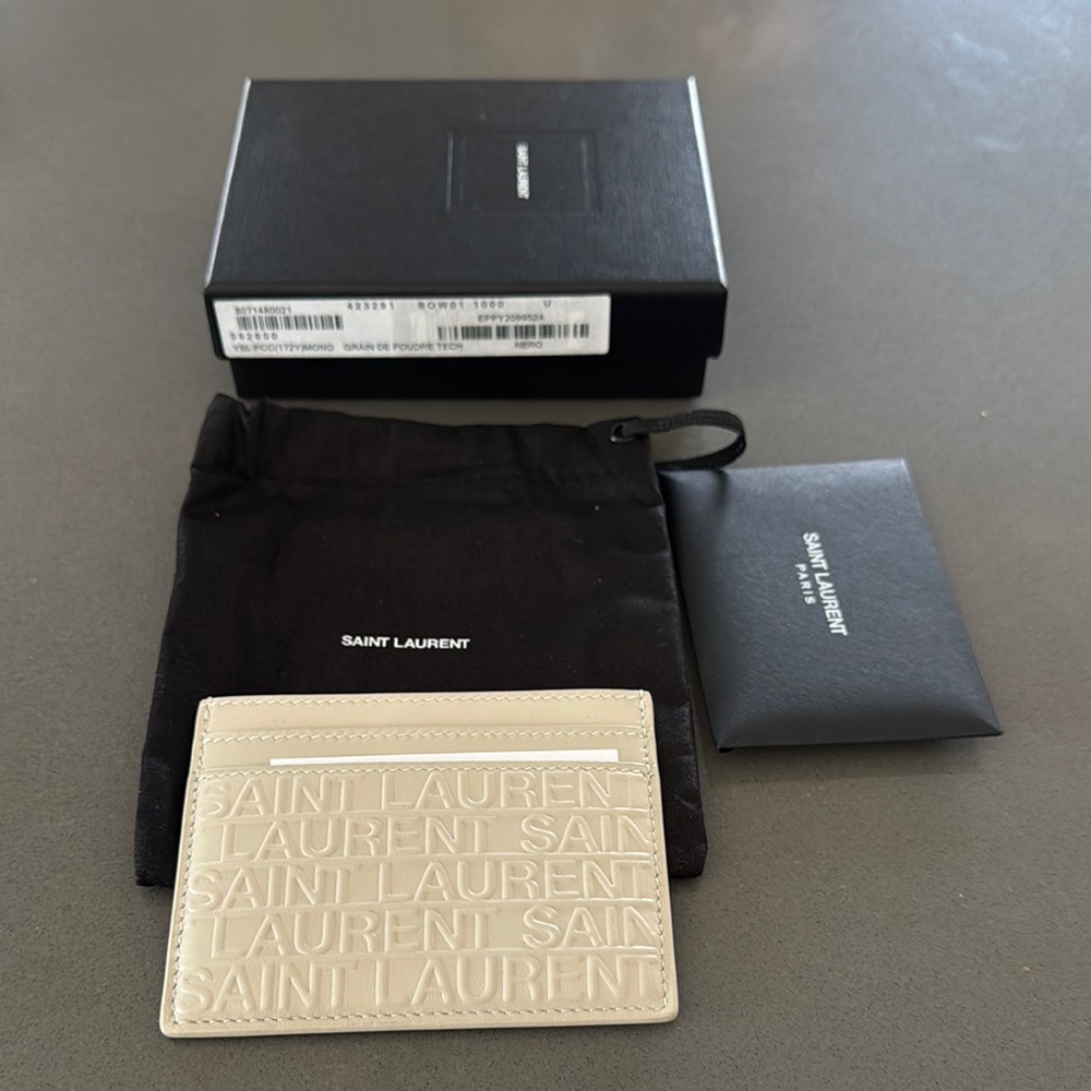 Saint Laurent NWT Cream Card Holder Wallet with Dust Bag & Box(full inclusion)